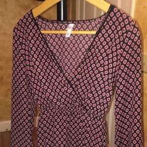 Patterned Polyester Midi Dress